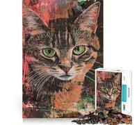 Puzzle da 1000 pezzi con ritratto di gatto su sfondo astratto,bordi sottili,attività creativa per stimolare la mente,gioco rilassante,regalo di Natale divertente (50x75cm)