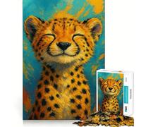 Puzzle da 1000 pezzi con ritratto di ghepardo sorridente per adolescenti, gioco di logica, antistress, taglio preciso, regalo artistico 50x75cm