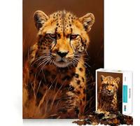 Puzzle da 1000 pezzi con ritratto di ghepardo,taglio preciso,puzzle logico,gioco di svago,divertimento,decorazione natalizia da parete (38x26cm)