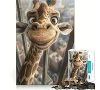 Puzzle da 1000 pezzi con ritratto di giraffa sorridente per ragazzi, gioco di logica e svago, bordi sottili, regalo speciale 38x26cm