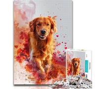 Puzzle da 1000 pezzi con ritratto di Golden Retriever, puzzle da 1000 pezzi per adolescenti e adulti, con poster abbinato e foglio di quiz per età dai 14 anni in su, 50x75cm