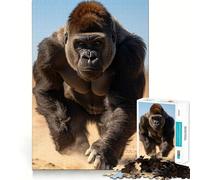 Puzzle da 1000 pezzi con ritratto di gorilla in carica,taglio liscio,gioco creativo,giocattolo rilassante,regalo di Natale (38x26cm)