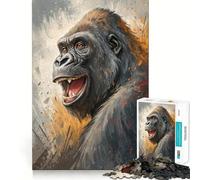 Puzzle da 1000 pezzi con ritratto di gorilla sorridente per adolescenti, gioco cognitivo, divertimento lento, bordo premium, scegli il desiderio di Babbo Natale 38x52cm