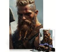 Puzzle da 1000 pezzi con ritratto di guerriero vichingo berserker, esercizio mentale, svago rilassante, taglio di precisione, regalo significativo (38x26cm)