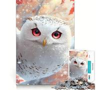 Puzzle da 1000 pezzi con ritratto di gufo delle nevi per adulti, gioco intelligente, divertimento per tutta la famiglia, taglio preciso, pezzo artistico di pregio (38x52cm)