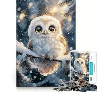 Puzzle da 1000 pezzi con ritratto di gufo delle nevi per ragazzi, gioco di logica fine, divertimento rilassante, decorazione da parete con bordi puliti (38x26cm)