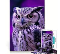 Puzzle da 1000 pezzi con ritratto di gufo viola per adulti, gioco cognitivo per momenti di condivisione, assemblaggio di modelli, oggetto ideale per i desideri di Babbo Natale (38x52cm)