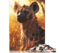Puzzle da 1000 pezzi con ritratto di iena al tramonto per adulti, puzzle per trascorrere del tempo in famiglia, sfida per la mente, 1000 pezzi (38x26 cm)