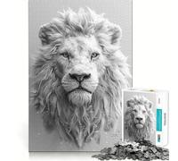 Puzzle da 1000 pezzi con ritratto di leone bianco per adolescenti,gioco stimolante per la mente,montaggio sicuro e stabile,attività divertente per tutta la famiglia (38x52cm)