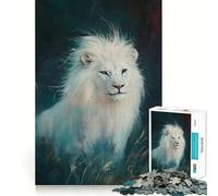 Puzzle da 1000 pezzi con ritratto di leone bianco per ragazzi,divertente attività di memoria,facile da completare,rilassante e adatta a gruppi al chiuso (50x75cm)