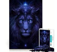 Puzzle da 1000 pezzi con ritratto di leone blu mistico per adolescenti, rompicapo rilassante, arte da assemblare, regalo di alta qualità (50x75cm)