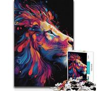 Puzzle da 1000 pezzi con ritratto di leone colorato, decorazioni per la casa, regali di Babbo Natale segreto per 14+ anni, gioco di puzzle offerto, 38x26cm