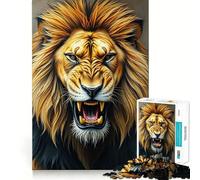 Puzzle da 1000 pezzi con ritratto di leone ruggente, ideale per adolescenti Immagine nitida e rilassante, da collezione (38x26cm)