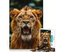 Puzzle da 1000 pezzi con ritratto di leone ruggente, ideale per ragazzi, gioco di logica, facile da usare, con bordi ben definiti, perfetto come regalo per le festività (50x75cm)