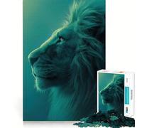 Puzzle da 1000 pezzi con ritratto di leone turchese per ragazzi, stimola la memoria, rilassante e divertente, con bordi precisi, un regalo pensato con cura 50x75cm
