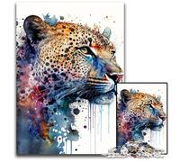 Puzzle da 1000 pezzi con ritratto di leopardo per adulti, in cartone, regalo perfetto per l'arredamento della casa e per il divertimento delle feste, 26x38cm/10,23x14,96 pollici