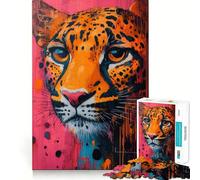 Puzzle da 1000 pezzi con ritratto di leopardo rosa, ideale per adolescenti, un gioco che stimola la mente e crea momenti di serenità, perfetto come regalo stagionale (38x52cm)