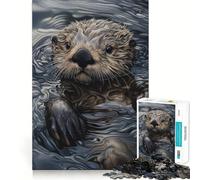 Puzzle da 1000 pezzi con ritratto di lontra marina per ragazzi, ideale per stimolare la memoria, per il tempo libero a casa e per assemblare immagini Un regalo perfetto (38x26cm)