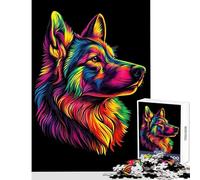 Puzzle da 1000 pezzi con ritratto di lupo arcobaleno,decorazione per la casa,giocattoli,ottimo regalo per giochi educativi,migliora l'amore tra coppie,dimensioni 38x26cm