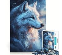 Puzzle da 1000 pezzi con ritratto di lupo bianco per adulti,ideale per allenare la mente,con pezzi ben tagliati e senza sbavature Attività di gruppo emozionante (38x52cm)