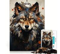 Puzzle da 1000 pezzi con ritratto di lupo in stile boho,taglio preciso,gioco stimolante per la mente,facile da giocare,regalo di compleanno ideale 38x26cm