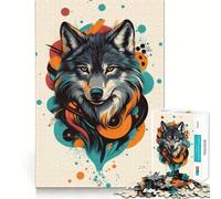 Puzzle da 1000 pezzi con ritratto di lupo,pezzi a incastro,gioco divertente e rilassante,ideale per decorazioni natalizie 38x26cm