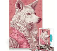 Puzzle da 1000 pezzi con ritratto di lupo rococò rosa per adolescenti, ideale per migliorare la memoria, per un gioco rilassante e di facile utilizzo Decorazione murale con taglio preciso (38x26cm)