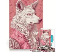 Puzzle da 1000 pezzi con ritratto di lupo rococò rosa per adulti, giocattolo creativo per la casa, ideale per divertirsi, con tagli precisi, regalo di Babbo Natale (50x75cm)