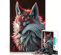 Puzzle da 1000 pezzi con ritratto di lupo rosso per adulti, ideale per rafforzare la memoria, calmare la mente, offrire un'esperienza di qualità e una piacevole sorpresa (50x75cm)