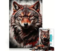 Puzzle da 1000 pezzi con ritratto di lupo rosso per ragazzi, gioco di puzzle, divertimento e creatività, pezzi d'arte da collezione (38x52cm)