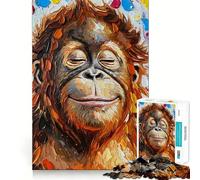 Puzzle da 1000 pezzi con ritratto di orango sorridente per ragazzi, gioco di logica e rilassante, con bordi di alta qualità, da collezione 50x75cm