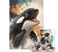 Puzzle da 1000 pezzi con ritratto di orca ad acquerello ideale per compleanno Natale decorazione per la casa gioco educativo adatto a persone dai 14 anni in su (50x75cm)