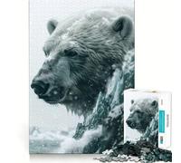 Puzzle da 1000 pezzi con ritratto di orso,decorazione pulita e compatta,attività stimolante per la mente,momento di relax,regalo di Natale divertente (50x75cm)