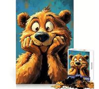 Puzzle da 1000 pezzi con ritratto di orso dei cartoni animati dall'espressione buffa, ideale per ragazzi Un'attività che stimola l'intelletto, la creatività e il relax Un regalo invernale (50x75cm)