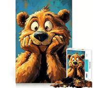 Puzzle da 1000 pezzi con ritratto di orso dei cartoni animati dall'espressione buffa,tagli precisi,gioco di logica,attività rilassante,regalo di compleanno (38x26cm)