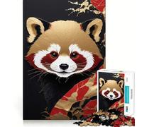 Puzzle da 1000 pezzi con ritratto di panda rosso e dettagli dorati, ideale per ragazzi, gioco di stimolazione mentale e relax, con taglio di qualità, perfetto come regalo per le vacanze (50x75cm)