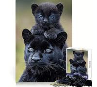 Puzzle da 1000 pezzi con ritratto di pantera nera madre e cucciolo, per adulti, ideale per il benessere mentale, un momento di relax e tranquillità Un regalo perfetto e premuroso (38x52cm)