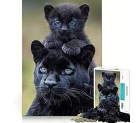 Puzzle da 1000 pezzi con ritratto di pantera nera madre e cucciolo,ritaglio preciso,attività di gioco intelligente,momento di gioco tranquillo,regalo di compleanno 38x26cm