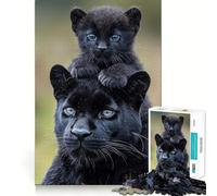 Puzzle da 1000 pezzi con ritratto di pantera nera madre e cucciolo,ritaglio preciso,gioco di logica,rilassante,decorazione natalizia per la casa 50x75cm