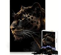Puzzle da 1000 pezzi con ritratto di pantera nera per adolescenti, stimolante per la mente, per un relax consapevole, con bordi lisci, elegante regalo di Natale (38x52cm)