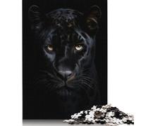 Puzzle da 1000 pezzi con ritratto di pantera nera per adulti, puzzle rettangolare creativo, gioco di sfida per l'esercizio del cervello, regalo 38x26 cm/1000 pezzi
