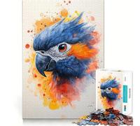 Puzzle da 1000 pezzi con ritratto di pappagallo ad acquerello,gioco cognitivo divertente,taglio di alta precisione, alleviare lo stress (50x75cm)