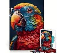 Puzzle da 1000 pezzi con ritratto di pappagallo e occhiali, gioco di logica per adulti, divertente e rilassante, ideale come regalo di Babbo Natale (38x26cm)