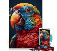 Puzzle da 1000 pezzi con ritratto di pappagallo e occhiali, per adulti e ragazzi, gioco di logica, relax, taglio perfetto, articolo dei desideri di Babbo Natale (38x52cm)