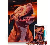 Puzzle da 1000 pezzi con ritratto di Pitbull al tramonto, ideale per adolescenti Gioco stimolante per la mente, rilassante e divertente, con tagli precisi Regalo festivo (50x75cm)