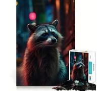 Puzzle da 1000 pezzi con ritratto di procione per adulti, gioco di logica, rilassante e di precisione, ideale come regalo di Babbo Natale (50x75cm)