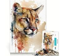 Puzzle da 1000 pezzi con ritratto di puma ad acquerello,ideale per sviluppare la memoria,con bordi lisci e incastri perfetti Un modo divertente per riempire il tempo libero (38x52cm)