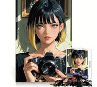 Puzzle da 1000 pezzi con ritratto di ragazza anime con macchina fotografica ideale per adolescenti con un'ottima memoria e un piacevole momento di relax Taglio uniforme Regalo di Natale perfetto