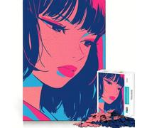 Puzzle da 1000 pezzi con ritratto di ragazza anime,gioco interattivo Think Boost,incastro perfetto,nessun pezzo si stacca,sfida cerebrale per la casa (50x75cm)