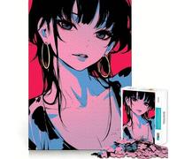 Puzzle da 1000 pezzi con ritratto di ragazza anime,gioco interattivo Think Boost,incastro perfetto,nessun pezzo si stacca,sfida cerebrale per la casa (50x75cm)